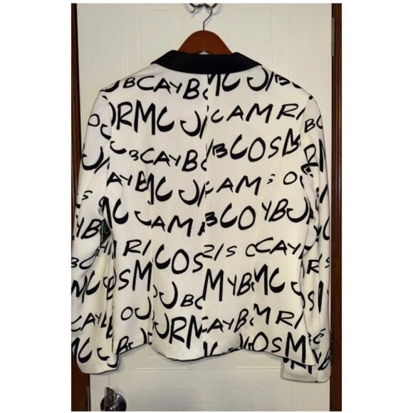 NWT A.Z.I Black & White Bold Letter Single Button Blazer Size XL - Picture 2 of 11